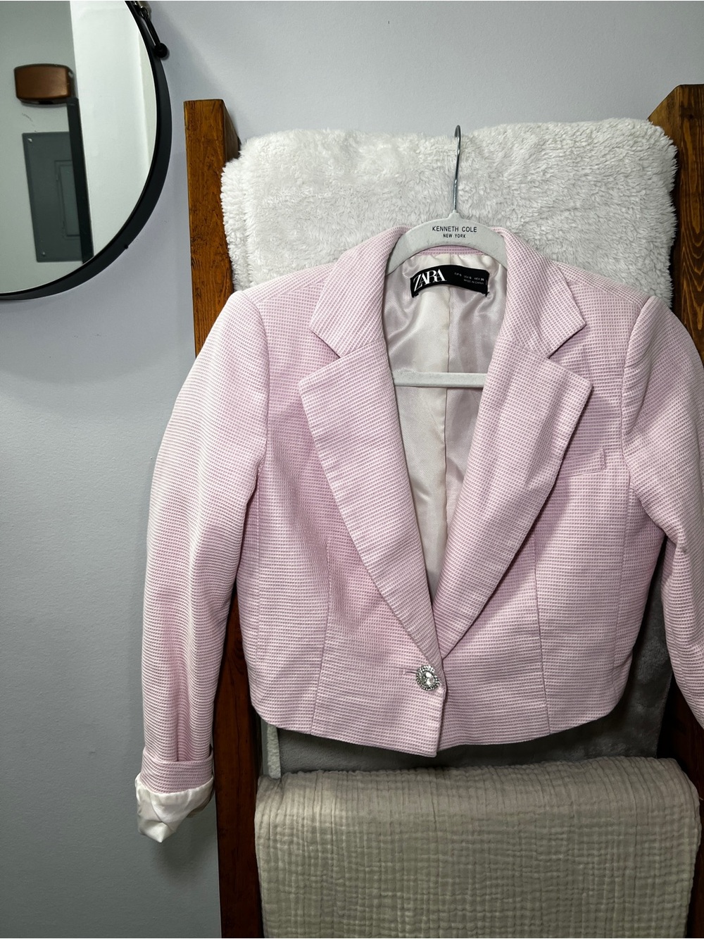 Zara Pale Pink Cropped Blazer